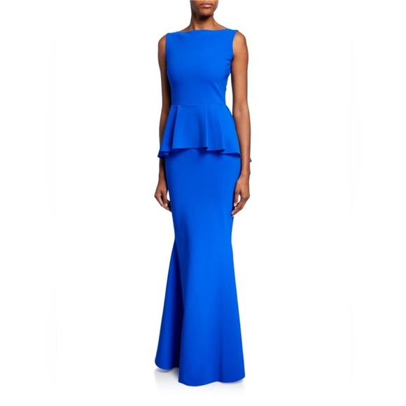 NEW NWT Chiara Boni La Petite Robe Eden Long Sleeveless Peplum Mermaid Gown sz46